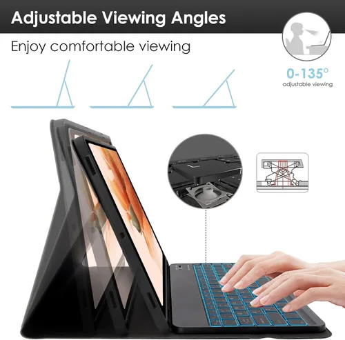 Miniatura 7 de LAMA Funda con teclado retroiluminado para Samsung Galaxy 12.4 pulgadas S10 Plus/S9 FE+/S9+/S8+, 12.4 pulgadas, S7 FE/S7 Plus, funda desmontable