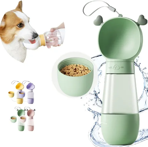 Miniatura 11 de Botella de agua portátil para perro 2 en 1, dispensador de agua para mascotas, a prueba de fugas, tazón ligero para cachorros sobre la marcha