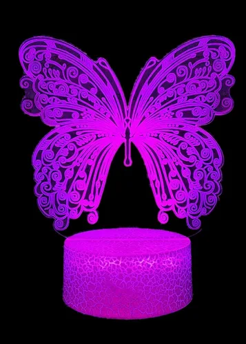 Lámpara LED de mariposa 3D con luz nocturna de ilusión de 7 colores cambiantes, interruptor táctil, decoración de escritorio, lámparas de regalo de