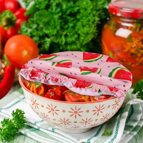 Miniatura 7 de 20 fundas para tazones de estilo veraniego, reutilizables, de tela, elásticas, para almacenamiento, tapas elásticas para recipientes, frutas