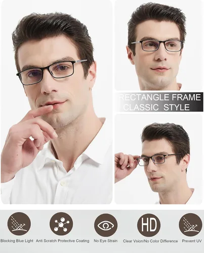 Miniatura 7 de Gafas de lectura para mujeres y hombres, lectores rectangulares, lentes de lectura con bloqueo de luz azul para computadora para el trabajo y uso