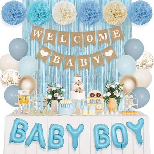 Miniatura 9 de Ouddy Party Decoraciones de Baby Shower Oro Rosa para Niña con Pancarta Welcome Baby Niñas Bebés Globos de Papel de Aluminio Oro Rosa Rosa Dorado