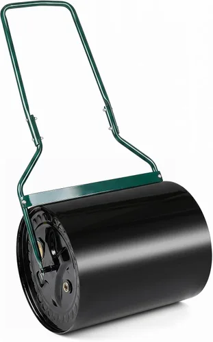 Miniatura 11 de Goplus - Rodillo de césped, de acero, con relleno de agua o arena, con mango en forma de U, para empujar/tirar/arrastrar, rodillo de césped