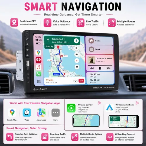 Miniatura 8 de Estéreo de Coche de 9 Pulgadas de DIN Único con Apple CarPlay Inalámbrico Android Auto, Radio de Coche, Pantalla Táctil IPS de 9" de Capacitancia