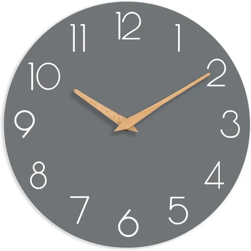 cicininc Reloj de pared gris silencioso sin tictac, relojes de pared decorativos a pilas para dormitorio, cocina, hogar, oficina, escuela, hotel (8