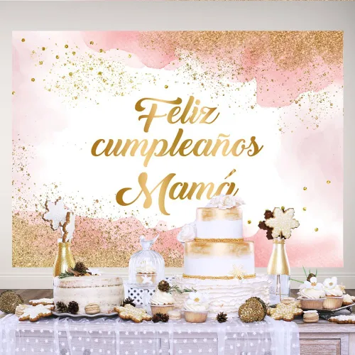 Miniatura 3 de Lofaris Fondo rosa de feliz cumpleaños de 7 x 5 pies para mamá, decoración de fiesta de cumpleaños de mamá, fotografía de nube rosa, decoración