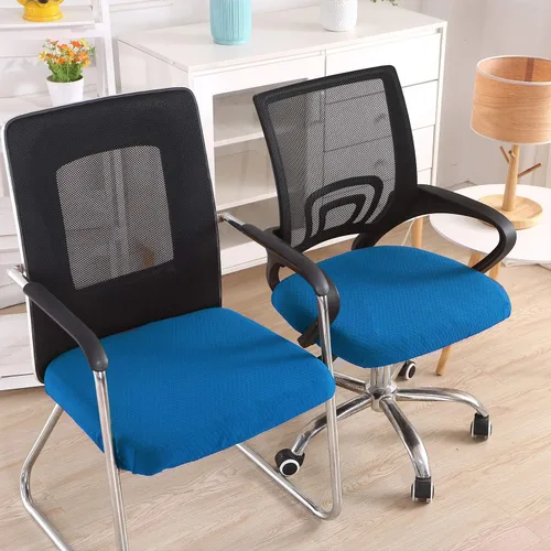 Miniatura 2 de Smiry - Fundas de asiento elásticas para silla de oficina con diseño jacquard, desmontables, lavables, antipolvo, protectores de cojín para Azul