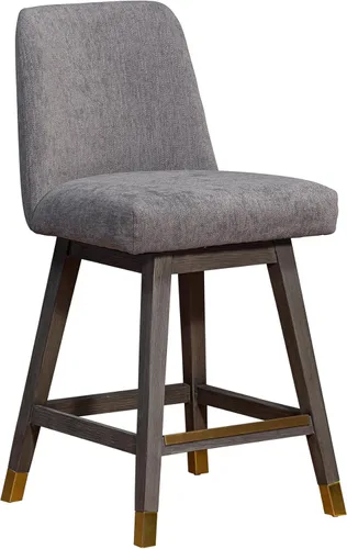 Miniatura 14 de Armen Living Sicily Modern Farmhouse Taburete giratorio de madera negra de 30 pulgadas de altura de asiento para encimera de isla de cocina en tela