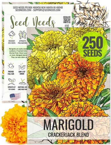 Seed Needs Crackerjack - Semillas de caléndula para plantar, reliquia y flores anuales polinizadas abiertas, planta un jardín de mariposas para