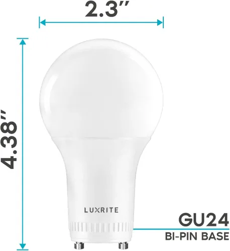 Miniatura 5 de LUXRITE Bombilla LED GU24 A19, equivalente a 60 W, blanco cálido de 2700 K, clasificación de accesorio cerrado, 800 lúmenes, bombillas de bloqueo
