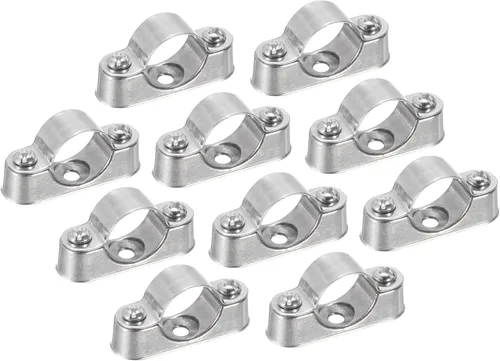 Miniatura 10 de UXCELL Paquete de 10 soportes de tubo - Abrazaderas para tubos de metal de 0.630 in de diámetro exterior, soportes de pared y techo