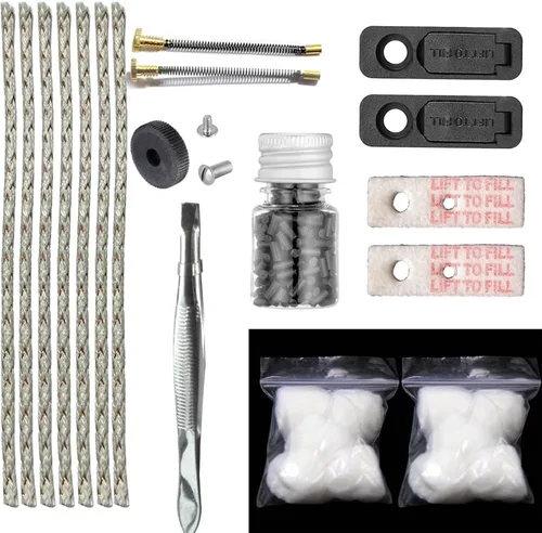 Kit de reparación universal de repuesto para encendedor (tornillo de resorte, piedra de pedernal, algodón, mecha, almohadilla de fieltro de algodón