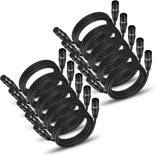 Miniatura 10 de EBXYA Paquete de 10 cables XLR XLR macho a hembra de 3 pines, cable de conexión de micrófono de 3 pines, cable de iluminación compatible