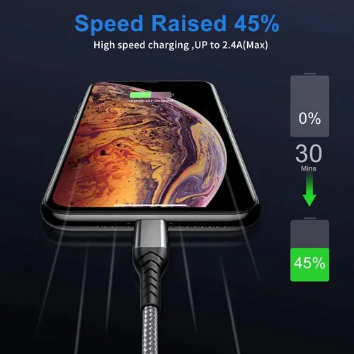 Miniatura 3 de Cargador de iPhone, [certificado Apple MFi] Paquete de 3 cables USB A de 1 pie para cable de carga rápida, cable de carga duradero de iPhone