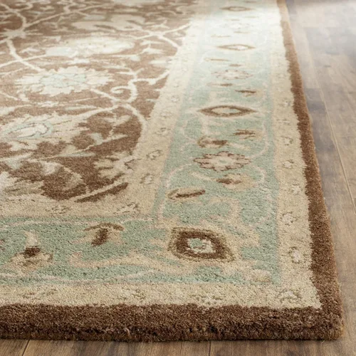 Miniatura 3 de SAFAVIEH Antiquity Collection - Alfombra decorativa de 4 x 6 pies, marrón y verde, hecha a mano, lana oriental tradicional, ideal para zonas de alto