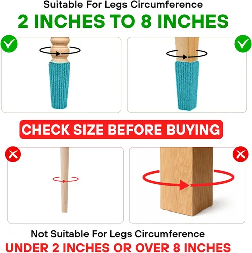 Miniatura 2 de 16 Piezas Protectores de Calcetines para Patas de Silla Premium Color Verde Aguamarina para Suelos de Madera Dura - No se Caen Fácilmente - Muy