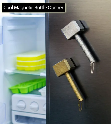 Miniatura 2 de Paquete de 2 abridores de cerveza magnéticos con forma de martillo y llavero de guante, abridor de botellas, regalos de cerveza para hombres