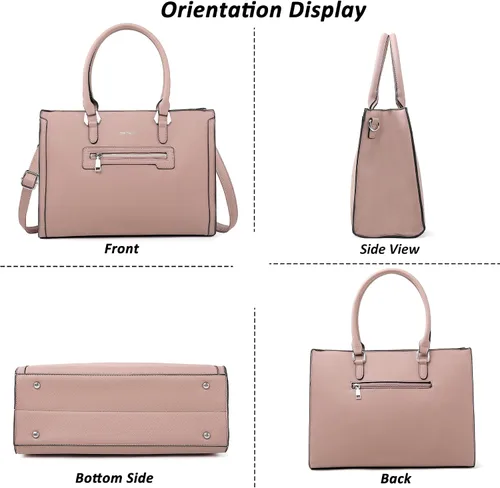 Miniatura 7 de TANTOMI Structured Satchel Purses for Women, Medium Vegan Leather Top Handle Handbag with Pockets, Classy Work Bag for Ladies