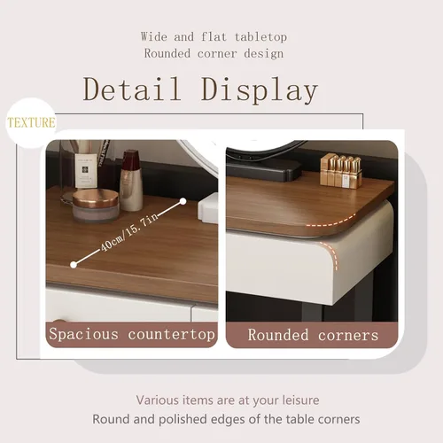 Miniatura 6 de Tocador de Maquillaje Grande con cajones,Spacious Storage Capacity, Modern Wood-Inspired Design, expansive countertop, Rounded Edges, Silent-Glide