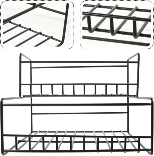 Miniatura 2 de Cabilock Estante para jarabe de hierro de 2 niveles, almacenamiento de especias, organizador de despensa de cocina, encimera, fácil de limpiar