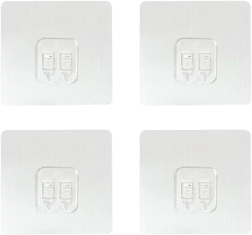 Paquete de 4 ganchos adhesivos para regadera, cesta de baño, soporte para jabonera, fregadero de cocina, ganchos adhesivos de repuesto (plateado,
