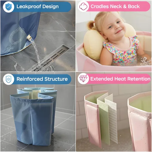 Miniatura 5 de WAVYEASE® Upgraded Portable Bath Tub for Toddlers - Foldable Deep Soak Bathtub for Kids, One-Second Setup, Easy Storage, Lightweight, Travel