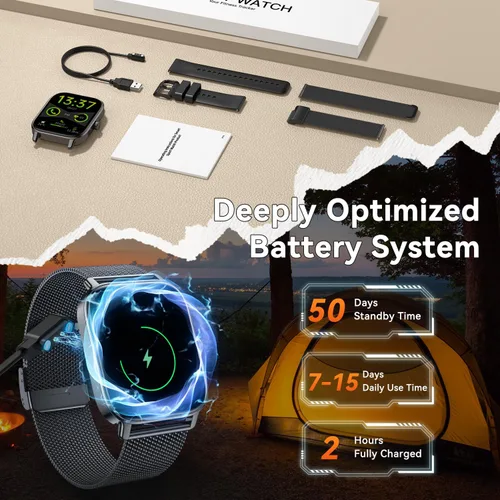 Miniatura 8 de Reloj inteligente para hombres y mujeres, rastreador de ejercicio: resistente al agua, respuesta de llamadas Bluetooth, haz relojes inteligentes