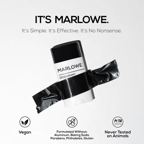 Miniatura 3 de MARLOWE. Desodorante en barra para hombre sin aluminio, 2.5 onzas, ayuda a combatir el olor, fórmula vegana limpia con aceite de coco, manteca