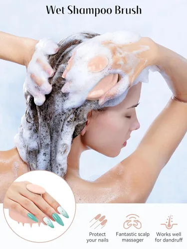 Miniatura 3 de HEETA Masajeador de cuero cabelludo para el crecimiento del cabello, cepillo exfoliante de champú de silicona para el cuero cabelludo