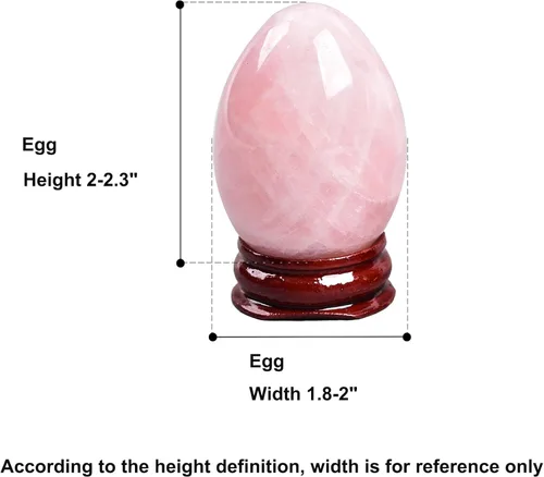 Miniatura 3 de AMOYSTONE Huevo de cristal de cuarzo rosa natural con base para decoración del hogar, curación y uso de reiki, tamaño pequeño de 2 a 2.3 pulgadas