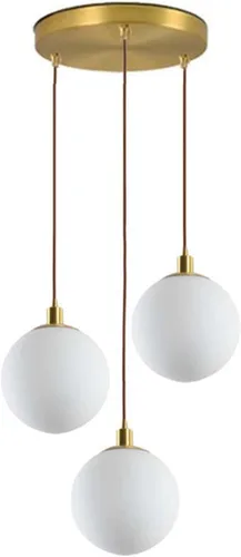 Iluminación colgante minimalista moderna con pantalla de globo blanco, lámpara de techo de vidrio esférico de latón de alta calidad, lámpara