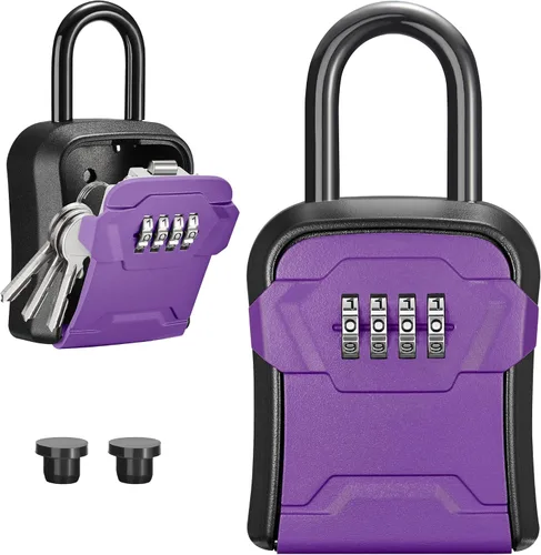 Miniatura 10 de Puroma Caja de Seguridad, Caja de Llaves con Cerradura de Montaje en Pared y Caja de Seguridad Portátil con Código Reiniciable, Caja de Seguridad