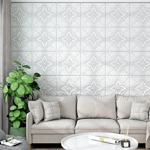 Miniatura 3 de ECYC Ltd 10 paneles de pared de espuma 3D autoadhesivos de 13.78 x 13.78 x 0.12 pulgadas, paneles de pared de flores 3D para despegar y pegar