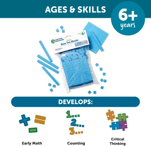 Miniatura 5 de Learning Resources Base Ten Blocks Smart Pack - 121 piezas, a partir de 6 años, grados 1+, juegos de matemáticas de primer grado, suministros