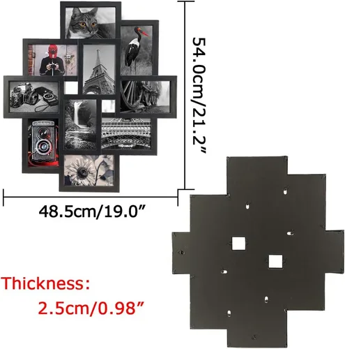 Miniatura 2 de Marco de fotos negro de 10 aperturas de 4 x 6 pulgadas para colgar en la pared para múltiples marcos de fotos de 4 x 6 pulgadas