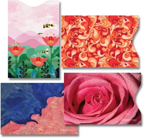 Miniatura 2 de 8 fundas de bloqueo RFID, soporte antirrobo, protector de tarjeta de crédito, fácil de reconocer, diferentes diseños y artes, rojo y rosa