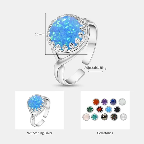 Miniatura 39 de 925 Sterling Silver Gemstone Rings for Women - Anniversary Rings for Women - Sterling Silver Rings for Women - Dainty Sterling Silver Rings