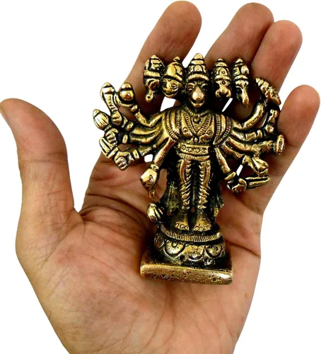 Miniatura 9 de Craftsofindia Goddess Durga - Estatua pequeña de latón, decoración divina, escultura hindú hecha a mano de 3 pulgadas para el altar del hogar