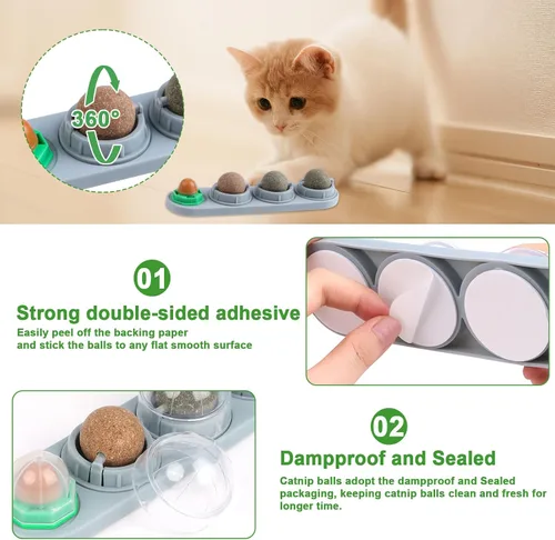 Miniatura 5 de CCINEE Pelotas de hierba gatera para gatos, juguetes comestibles para gatos para lamer gatos, seguros y saludables, juguetes para masticar, limpieza