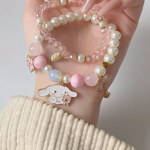 Miniatura 3 de ANZWTLOYY Juego de pulseras Kawaii con cuentas de cristal, pulseras de perlas de dibujos animados para niñas y mujeres, joyería de amistad, Cristal