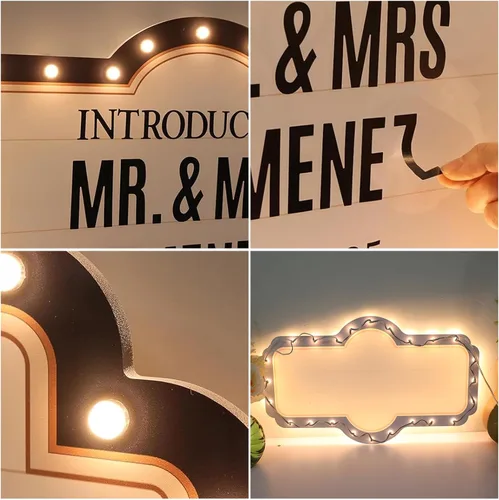 Miniatura 3 de Cartel de servicio de botella de boda de 20 pulgadas, accesorios de entrada de boda personalizados, letrero LED de marquesina para recepción