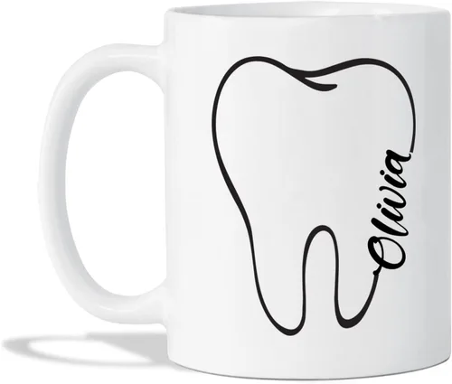 Taza de cerámica personalizada para dentistas – Nueva taza dental para el médico de dientes – Taza de dientes de cepillo – Taza personalizada para