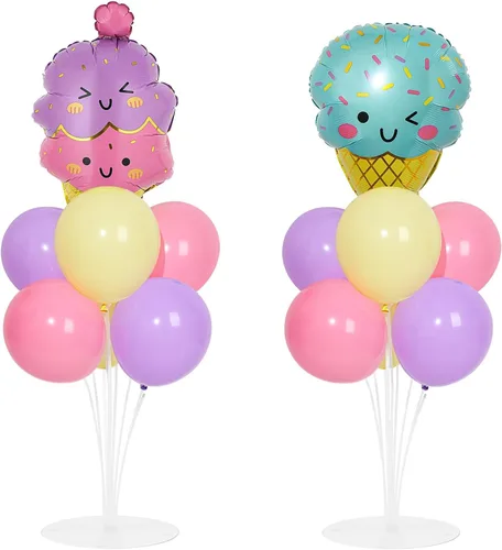 Miniatura 10 de Kit de soporte para globos de fiesta de fútbol 2 juegos con 2 globos de rugby de aluminio tipo bola, centro de mesa temático de fútbol para mesas