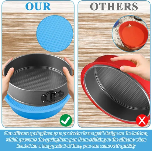 Miniatura 4 de Protector de silicona para tartas de queso de 9 pulgadas, protector de molde desmontable antiadherente sin BPA para tartas de queso, evita que
