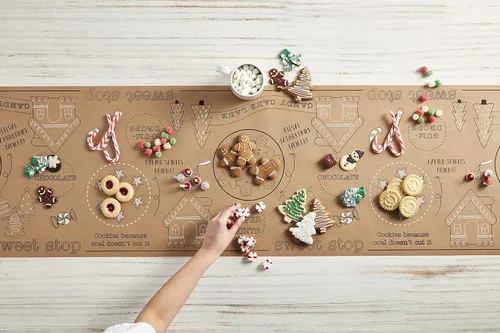 Miniatura 3 de Mud Pie Camino de mesa de papel kraft para vacaciones, papel de Navidad, 18 "x 360