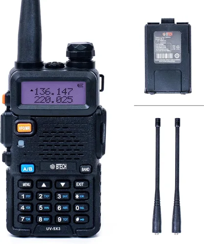 BTECH UV-5X3 radio tribanda de 5 W, VHF, 1.25M, UHF, amateur (ham), incluye antena de doble banda, antena 220, audífono, cargador y otras radios