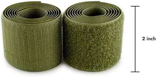 Miniatura 2 de Cinta de gancho y bucle de 2 pulgadas de ancho, color verde oliva, no adhesiva, 1 yarda de longitud, cinta de nailon verde oliva, juego de Verde