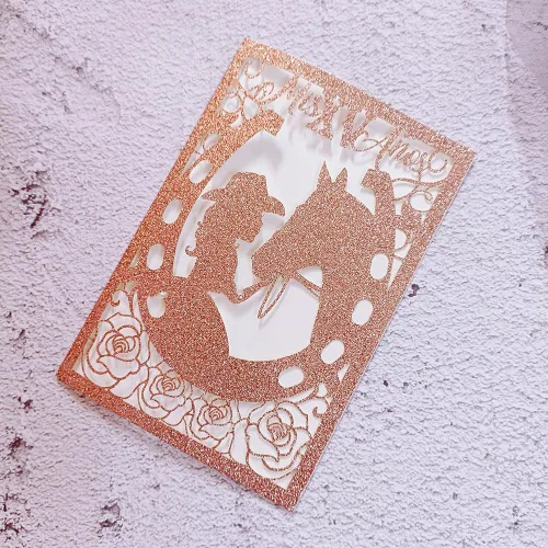 Miniatura 14 de 50 piezas de tarjetas de invitación de quinceañera con purpurina, invitación para fiesta de los 15 años, purpurina de caballo, DIY, tarjetas de boda