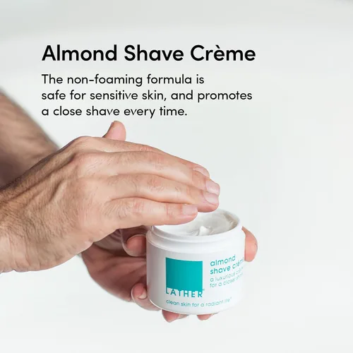 Miniatura 2 de LATHER Crema de afeitar de almendras para pieles sensibles Crema de afeitar sin fragancia para mujeres y hombres Crema de afeitar hidratante e