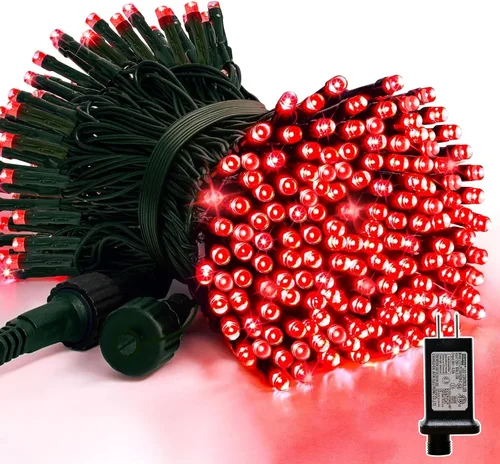 Miniatura 12 de LAMPHOME - Cadena de luces LED de 500 luces para exteriores, 46 pies, con 16 modos, luces impermeables verdes, rojas y rojas-verdes agrupadas